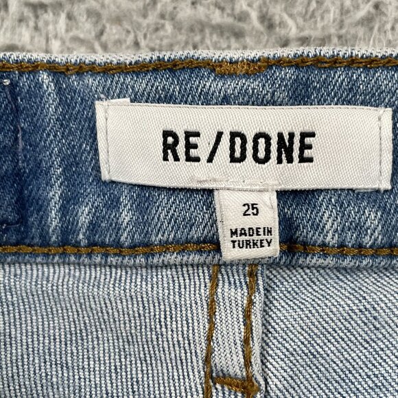 Re/Done Jeans Womens 25 Light Wash Button Fly Mid Rise Distressed Denim - Picture 3 of 8